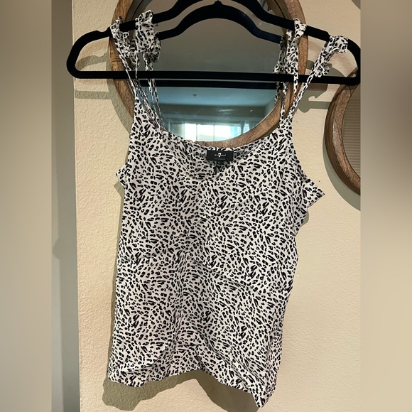 7 For All Mankind Racerback Ribbed Tank- Ivory main image 1